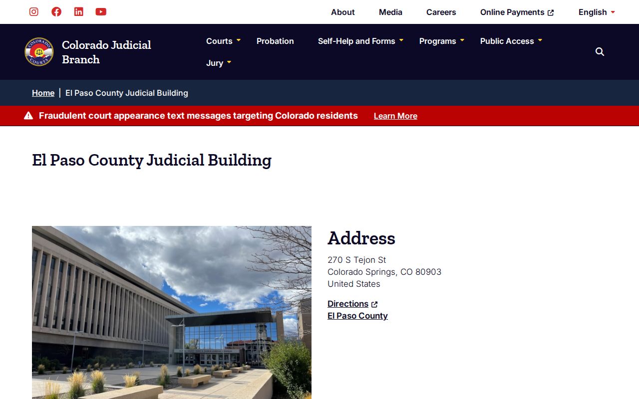 El Paso County warrant records courthouse contact
